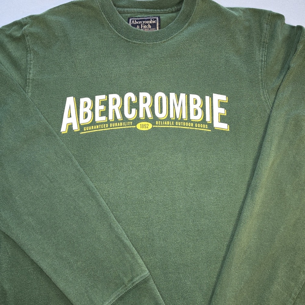 VTG Abercrombie & Fitch 90s Long Sleeve Green Big Logo S Gorpcore Y2K Streetwear